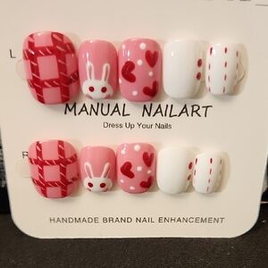 Pink and White Bunny Nail Art Set